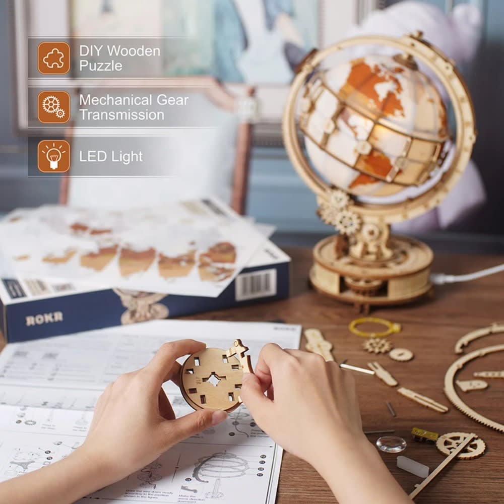 ROKR Luminous Lamp 3D Wooden Puzzle Model Building Kit 